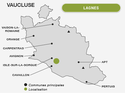 Localisation de Lagnes dans le Vaucluse vignoble et terroir